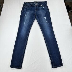 Express Blue Jeans Legging Mid Rise Women's Size 8 Regular Stretch Distressed